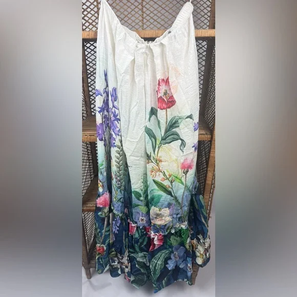 Anthropologie Floral Strapless High Low Floral Maxi Dress Boho Sz M NWOT $190 - Picture 7 of 9